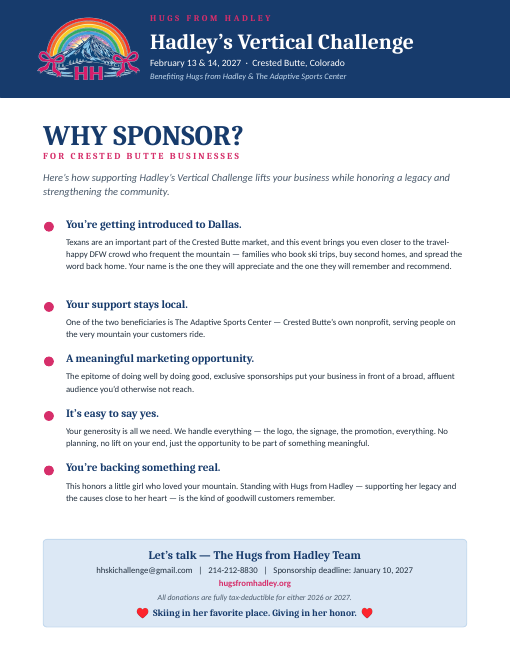 Why Sponsor one-pager for Crested Butte businesses